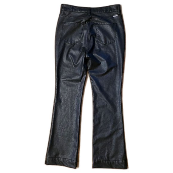 Kancan 11 Black Faux Leather Flare Button Fly Rocker Moto Pants - Picture 3 of 8